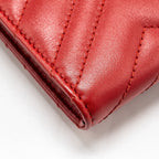 GUCCI MARMONT FLAP WALLET WITH CHAIN CALFSKIN RED GHW