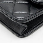 Chanel Top Handle Flap Phone Holder with Chain Lambskin Black LGHW (Microchip)