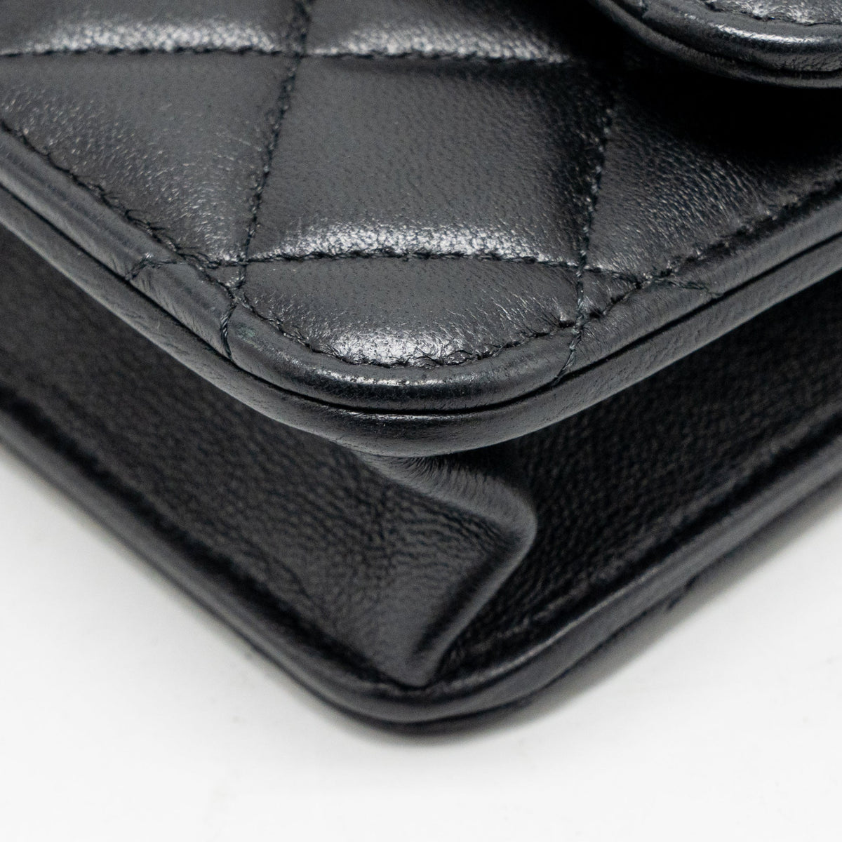 Chanel Top Handle Flap Phone Holder with Chain Lambskin Black LGHW (Microchip)
