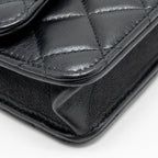 Chanel Top Handle Flap Phone Holder with Chain Lambskin Black LGHW (Microchip)