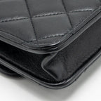 Chanel Top Handle Flap Phone Holder with Chain Lambskin Black LGHW (Microchip)