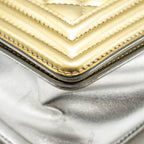 CHANEL MEDIUM BOY BAG PATENT LIGHT GOLD / SILVER SHW
