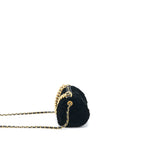CHANEL MINI BOSTON BAG WITH CHAIN CAMELLIA VELVET BLACK GHW (MICROCHIP)