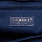 CHANEL DEAUVILLE TOTE BAG CANVAS DARK BLUE GHW