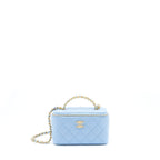 CHANEL 22S LETTER HANDLE LONG VANITY WITH CHAIN CAVIAR BLUE GHW