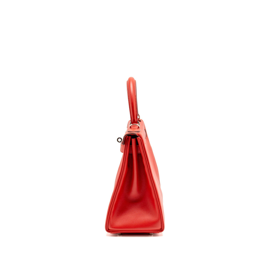 Hermes kelly 28 evercolor rouge de coeur/rouge pigment SHW