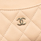 Chanel CC Zip Around Card Holder Caviar Beige LGHW (Microchip)