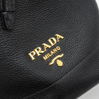 PRADA SECCHIELLO BUCKET BAG GRAINED CALFSKIN BLACK GHW