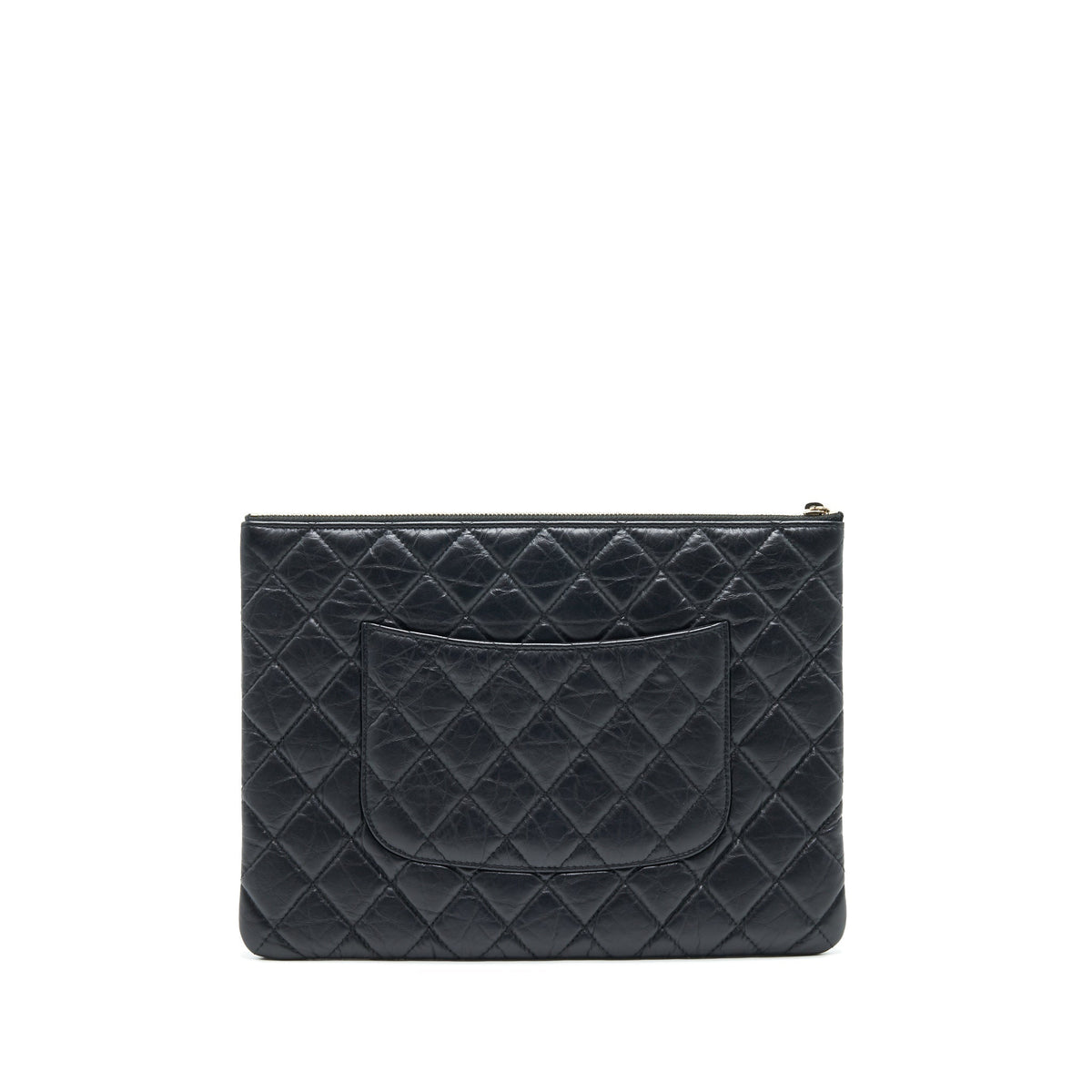 CHANEL 2.55 LEATHER CLUTCH WITH CHARM BLACK GHW