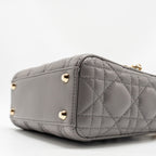DIOR MINI LADY DIOR LAMBSKIN GREY LGHW