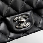 CHANEL MINI SQUARE FLAP BAG LAMBSKIN BLACK SHW
