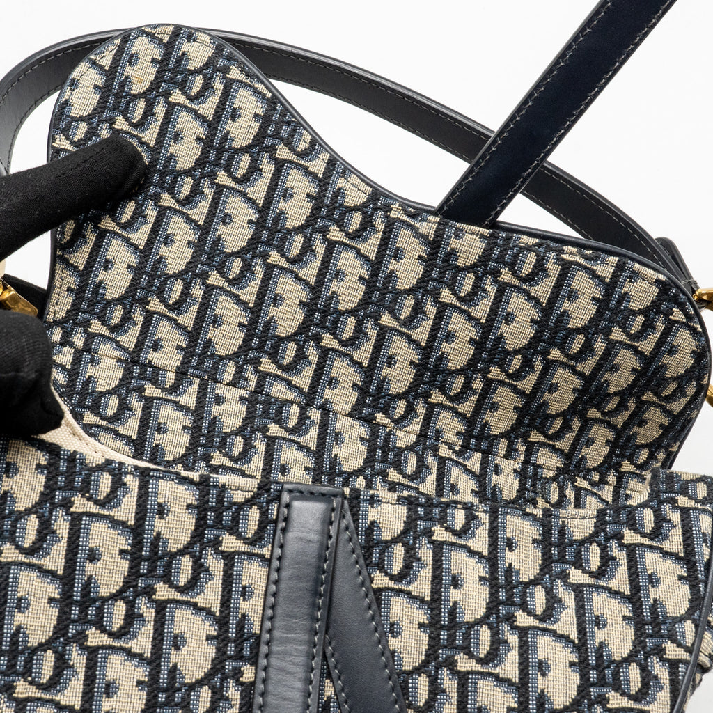 DIOR MEDIUM SADDLE BAG BLUE OBLIQUE CANVAS GHW