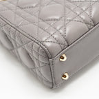 DIOR MINI LADY DIOR LAMBSKIN GREY LGHW