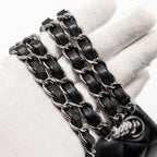 CHANEL MINI SQUARE FLAP BAG LAMBSKIN BLACK SHW