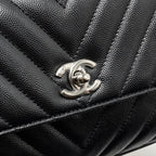 CHANEL SMALL COCO HANDLE CHEVRON CAVIAR BLACK SHW