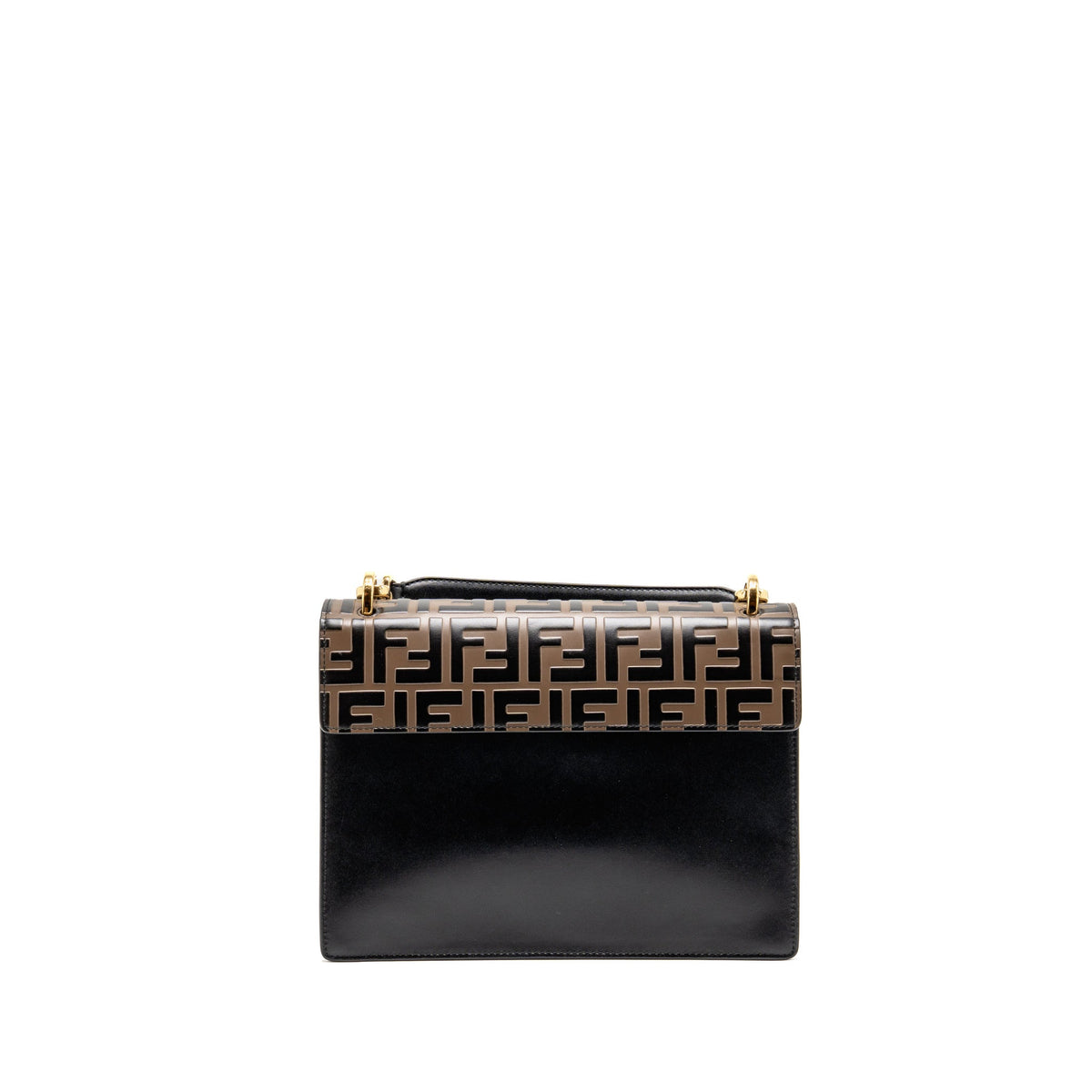 Fendi medium kan I shoulder bag FF embossed calfskin brown/black GHW