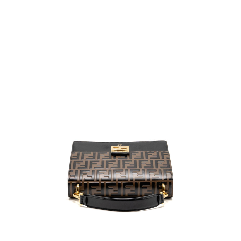 Fendi medium kan I shoulder bag FF embossed calfskin brown/black GHW