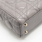 DIOR MINI LADY DIOR LAMBSKIN GREY LGHW