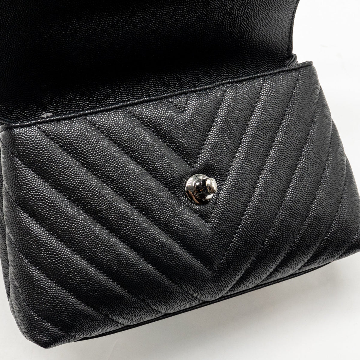 CHANEL SMALL COCO HANDLE CHEVRON CAVIAR BLACK SHW