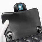 CHANEL MINI SQUARE FLAP BAG LAMBSKIN BLACK SHW