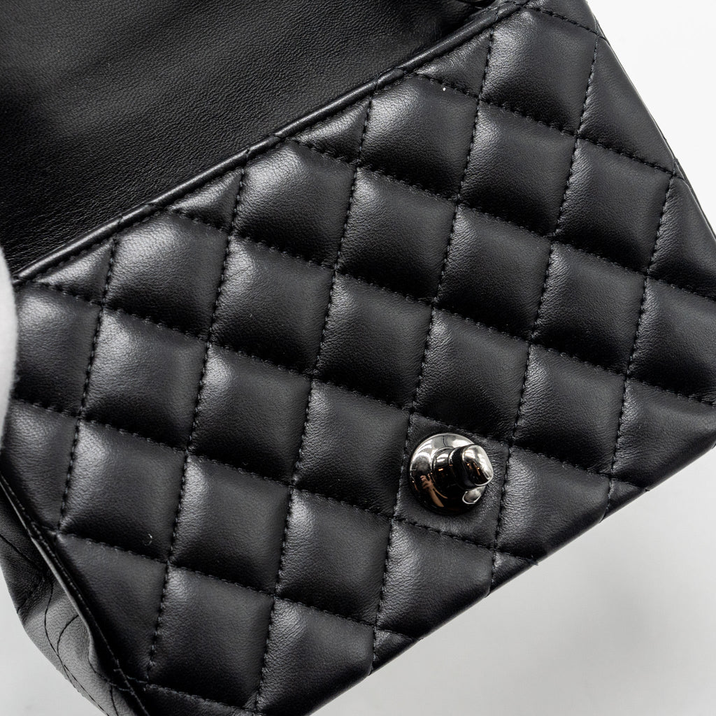 CHANEL MINI SQUARE FLAP BAG LAMBSKIN BLACK SHW