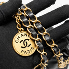 CHANEL SMALL 22 BAG WITH WHITE LETTER LOGO CALFSKIN BLACK GHW (MICROCHIP)