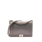 Chanel Reverso Boy Flap Patent Iridescent Grey SHW