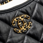 CHANEL 23K HOBO SHOULDER BAG CALFSKIN BLACK GHW (MICROCHIP)