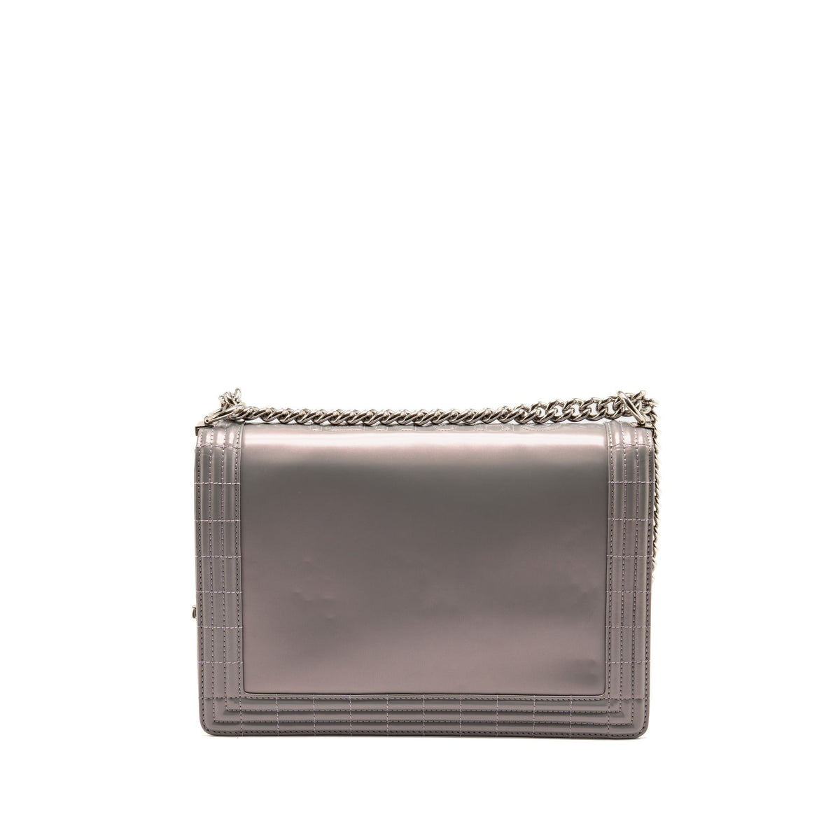 Chanel Reverso Boy Flap Patent Iridescent Grey SHW