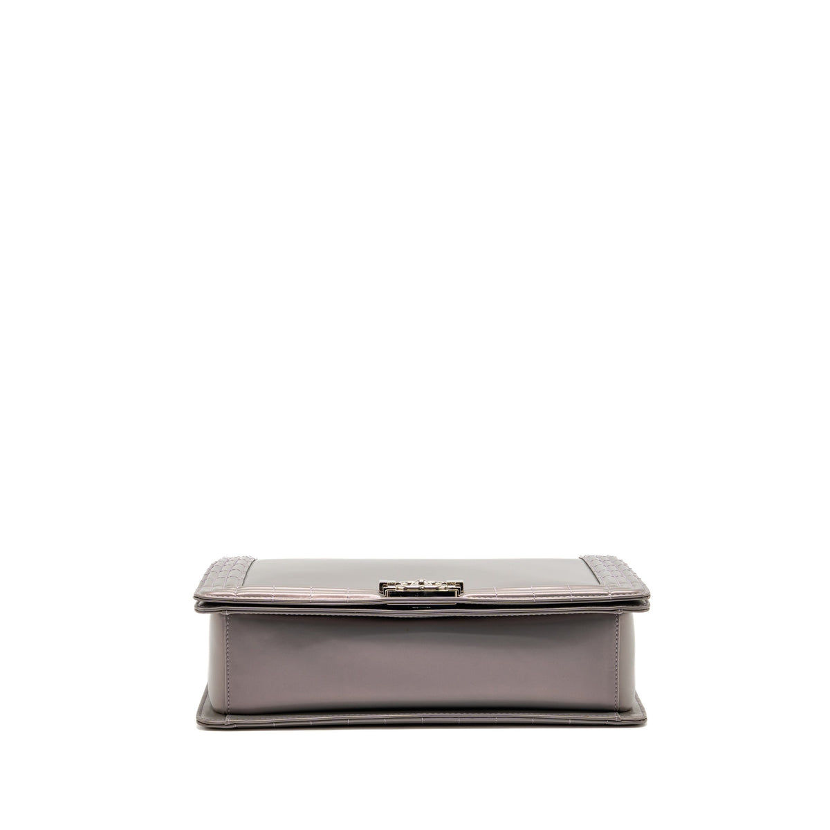 Chanel Reverso Boy Flap Patent Iridescent Grey SHW