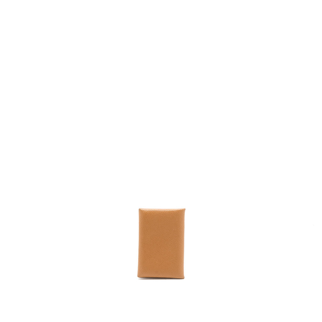 Hermes Calvi Card Holder Epsom Gold SHW