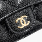 CHANEL CLASSIC FLAP CARD HOLDER CAVIAR BLACK GHW (MICROCHIP)