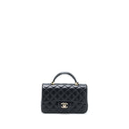 CHANEL TOP HANDLE MINI RECTANGULAR FLAP BAG LAMBSKIN BLACK LGHW (MICROCHIP)