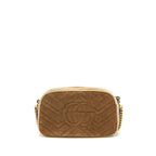 GUCCI GG MARMONT CAMERA BAG VELVET GOLD TAN GHW