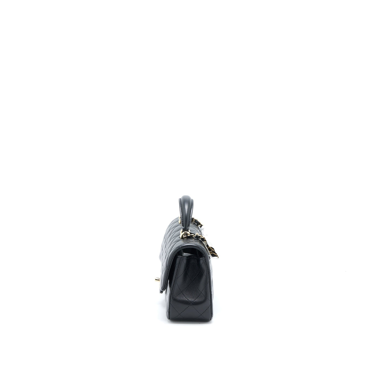 CHANEL TOP HANDLE MINI RECTANGULAR FLAP BAG LAMBSKIN BLACK LGHW (MICROCHIP)