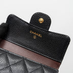 CHANEL CLASSIC COMPACT WALLET CAVIAR BLACK GHW (MICROCHIP)