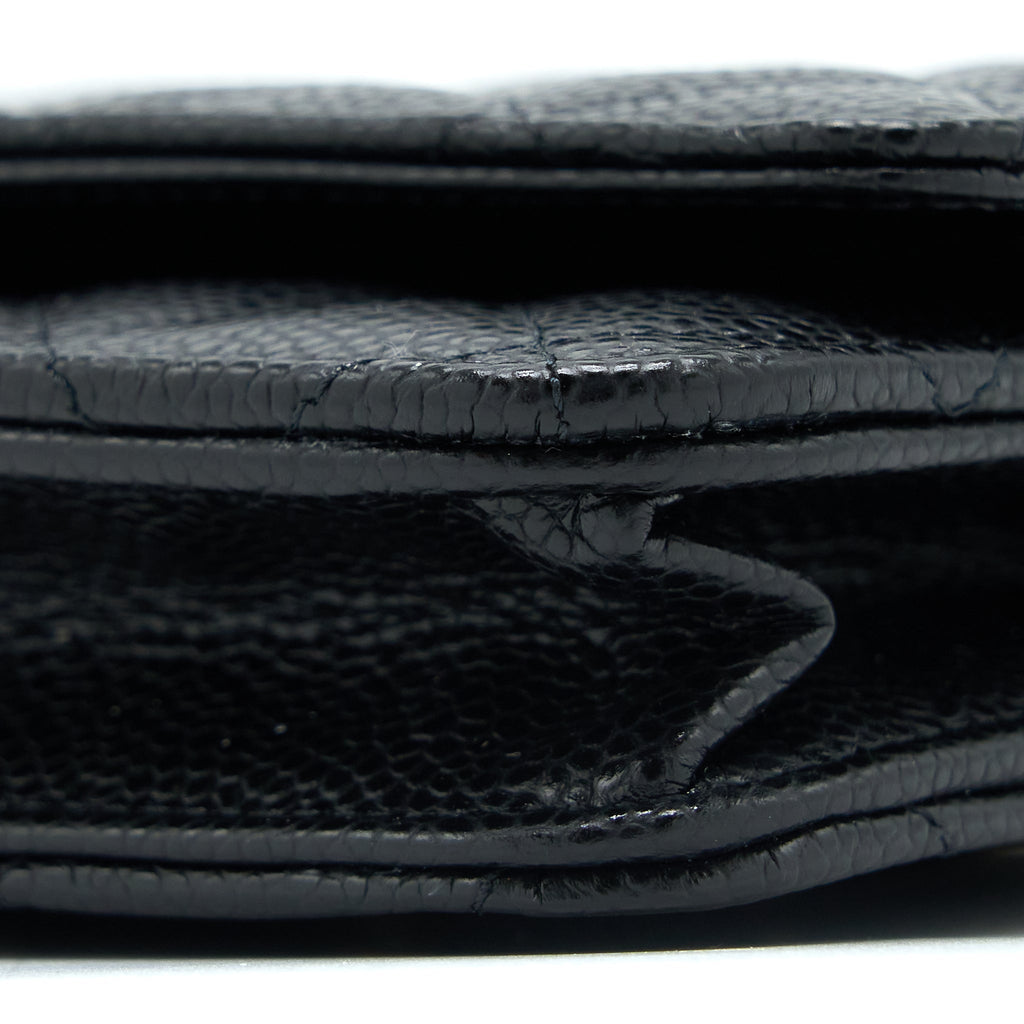 CHANEL CLASSIC WALLET ON CHAIN CAVIAR BLACK GHW (MICROCHIP)