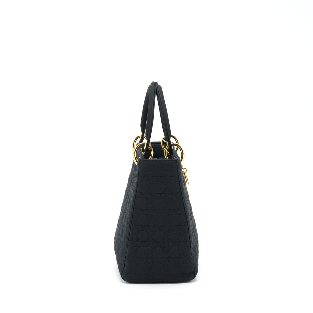 DIOR VINTAGE MEDIUM LADY DIOR FABRIC BLACK GHW
