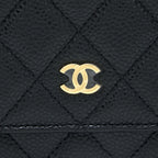 CHANEL CLASSIC WALLET ON CHAIN CAVIAR BLACK GHW (MICROCHIP)