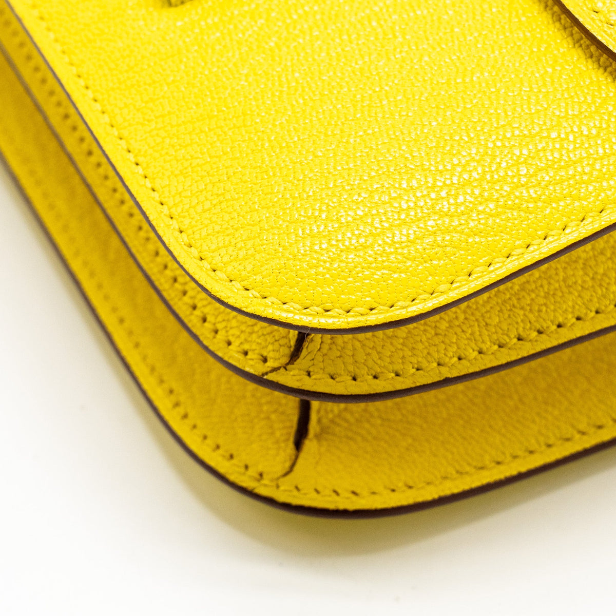 Hermes Mini Constance Chevre Mysore jaune citron SHW