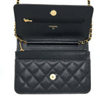 CHANEL CLASSIC WALLET ON CHAIN CAVIAR BLACK GHW (MICROCHIP)