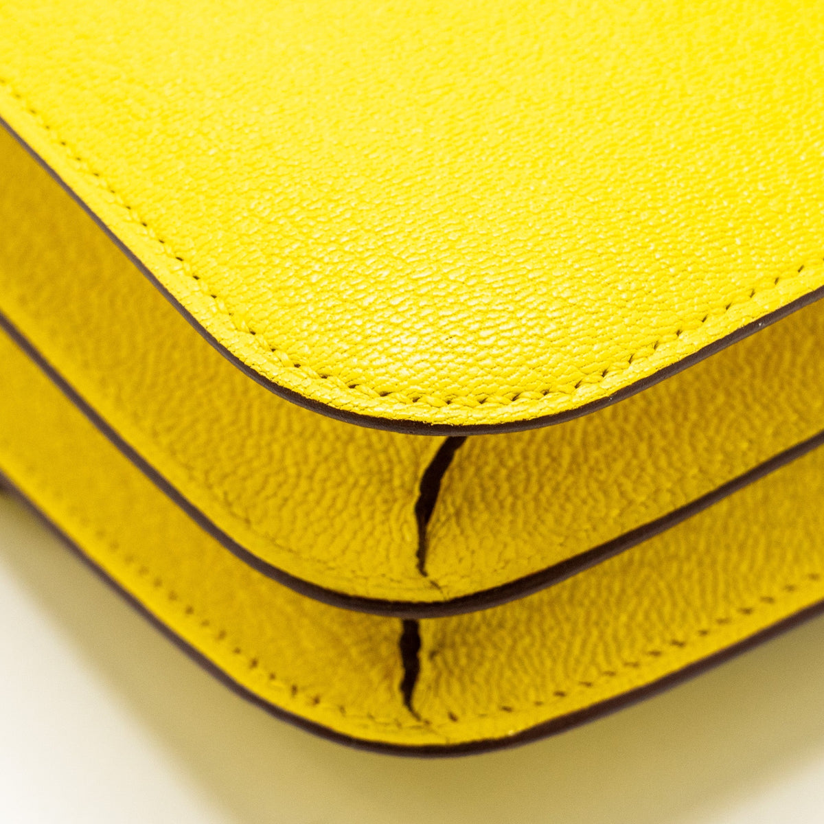 Hermes Mini Constance Chevre Mysore jaune citron SHW