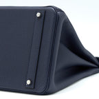 Hermes Birkin 40 Officer Togo/Swift Blue Nuit/Vert Cypres SHW