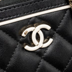Chanel 25P Quilted Bowling Bag Lambskin Black/White LGHW (Microchip)