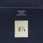 Hermes Birkin 40 Officer Togo/Swift Blue Nuit/Vert Cypres SHW