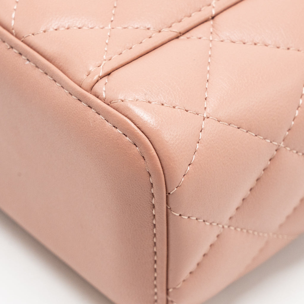 CHANEL PEARL CRUSH MINI VANITY WITH CHAIN LAMBSKIN PINK GHW