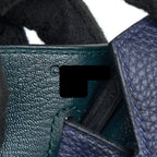 Hermes Birkin 40 Officer Togo/Swift Blue Nuit/Vert Cypres SHW