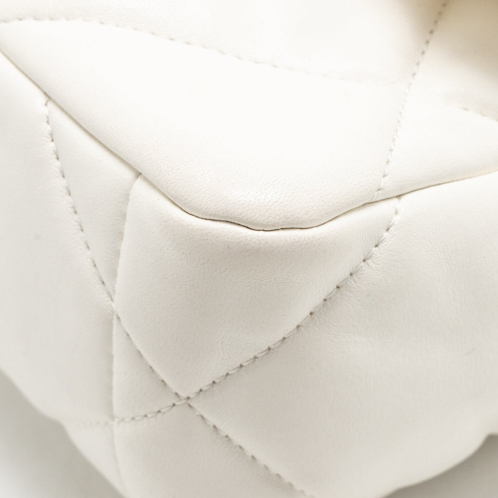 Chanel small 19 bag lambskin white multicoloured hardware (microchip)