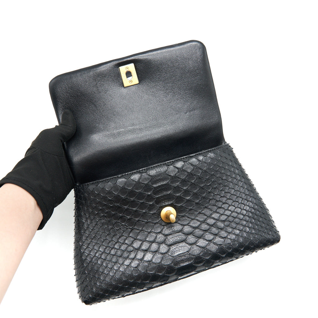 CHANEL COCO HANDLE MINI PYTHON LEATHER BLACK GHW