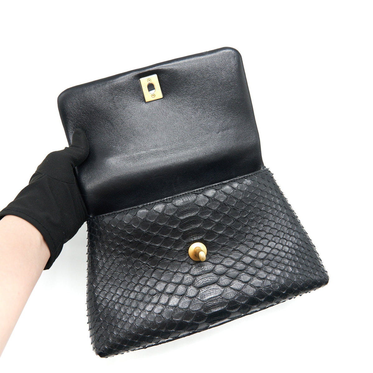 CHANEL COCO HANDLE MINI PYTHON LEATHER BLACK GHW